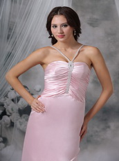 Pink Straps V Halter High-low Prom Dress For Discount Short and Long Skirt