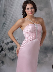 Pink Straps V Halter High-low Prom Dress For Discount Short and Long Skirt