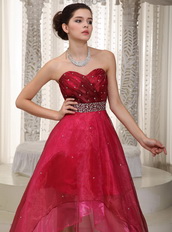 Fuchsia and Hot Pink Layers High-low Dress For Prom Wear Short and Long Skirt