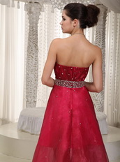 Fuchsia and Hot Pink Layers High-low Dress For Prom Wear Short and Long Skirt