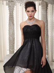 Sexy High-low Style Prom Dress For Lady With Lace Inside Short and Long Skirt