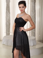 Sexy High-low Style Prom Dress For Lady With Lace Inside Short and Long Skirt