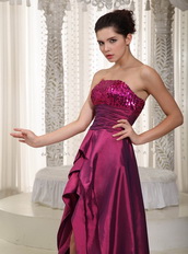 Strapless Asymmetrical Skirt Cardinal Red Taffeta Prom Dress Short and Long Skirt