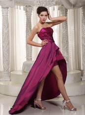 Strapless Asymmetrical Skirt Cardinal Red Taffeta Prom Dress Short and Long Skirt