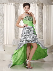 Spring Green Strapless High-low Taffeta Prom Dress Not Expensive Short and Long Skirt