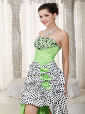 Spring Green Strapless High-low Taffeta Prom Dress Not Expensive Short and Long Skirt