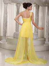 Canary Yellow One Shoulder High-low Top 10 Prom Dresses Short and Long Skirt