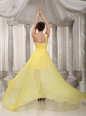 Canary Yellow One Shoulder High-low Top 10 Prom Dresses Short and Long Skirt