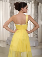 Canary Yellow One Shoulder High-low Top 10 Prom Dresses Short and Long Skirt