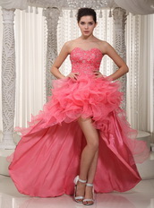 Watermelon Sweetheart High-low Ruffles Skirt Prom Dress Season Short and Long Skirt