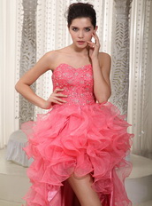 Watermelon Sweetheart High-low Ruffles Skirt Prom Dress Season Short and Long Skirt