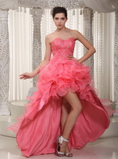 Watermelon Sweetheart High-low Ruffles Skirt Prom Dress Season Short and Long Skirt