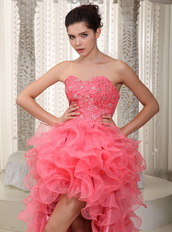 Watermelon Sweetheart High-low Ruffles Skirt Prom Dress Season Short and Long Skirt