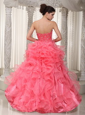 Watermelon Sweetheart High-low Ruffles Skirt Prom Dress Season Short and Long Skirt