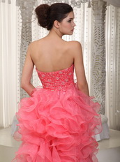 Watermelon Sweetheart High-low Ruffles Skirt Prom Dress Season Short and Long Skirt