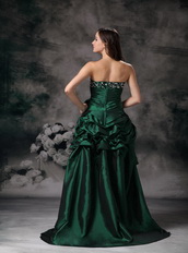 Beaded Green Strapless High-low Style Prom Dress Stylish Short and Long Skirt