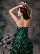 Beaded Green Strapless High-low Style Prom Dress Stylish Short and Long Skirt