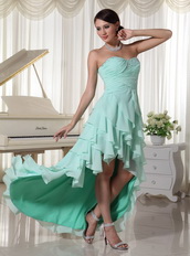 Cheap Prom Dress With Aquamarine Layers High Low Skirt Short and Long Skirt