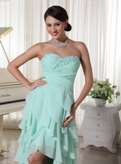 Cheap Prom Dress With Aquamarine Layers High Low Skirt Short and Long Skirt