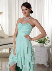 Cheap Prom Dress With Aquamarine Layers High Low Skirt Short and Long Skirt