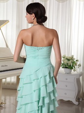 Cheap Prom Dress With Aquamarine Layers High Low Skirt Short and Long Skirt