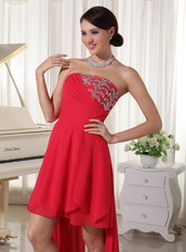 Crimson Chiffon High-low Homcoming Dress For Young Girl Short and Long Skirt