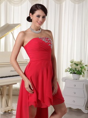 Crimson Chiffon High-low Homcoming Dress For Young Girl Short and Long Skirt