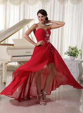 Sweetheart Red Chiffon High-low Unique Style For Girls Wear Short and Long Skirt
