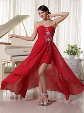 Sweetheart Red Chiffon High-low Unique Style For Girls Wear Short and Long Skirt