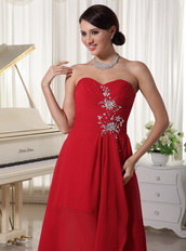 Sweetheart Red Chiffon High-low Unique Style For Girls Wear Short and Long Skirt