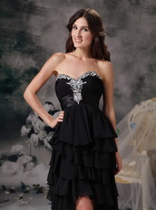 Sweetheart High-low Black Chiffon Layers Skirt Cocktail Dress Short and Long Skirt