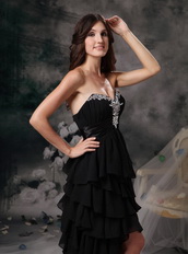 Sweetheart High-low Black Chiffon Layers Skirt Cocktail Dress Short and Long Skirt