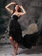 Sweetheart High-low Black Chiffon Layers Skirt Cocktail Dress Short and Long Skirt