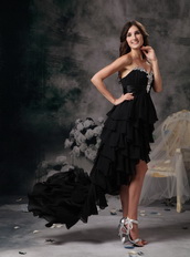 Sweetheart High-low Black Chiffon Layers Skirt Cocktail Dress Short and Long Skirt