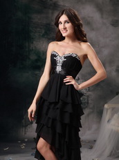 Sweetheart High-low Black Chiffon Layers Skirt Cocktail Dress Short and Long Skirt