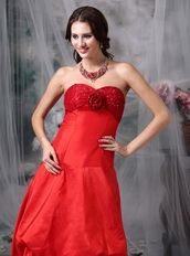 Short Front Long Back Red Organza Hi-Lo Prom Dress Short and Long Skirt