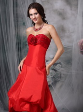 Short Front Long Back Red Organza Hi-Lo Prom Dress Short and Long Skirt