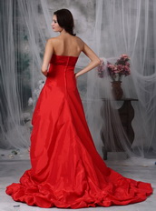 Short Front Long Back Red Organza Hi-Lo Prom Dress Short and Long Skirt