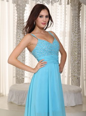 Spaghetti Straps Asymmetrical High Low Aqua Prom Dress Sexy Short and Long Skirt