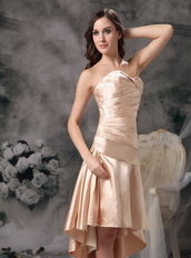 Champagne Short Front Long Back Skirt Hi-Lo Prom Dress Short and Long Skirt