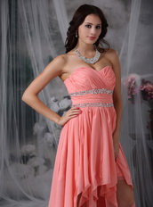 Top Prom Dress With High-low Watermelon Chiffon Skirt Short and Long Skirt