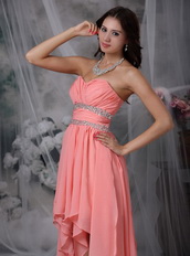 Top Prom Dress With High-low Watermelon Chiffon Skirt Short and Long Skirt