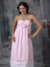 Tea-length Pink and White Layers Put Together Homecoming Dress Summer