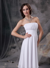 White Strapless Knee-length Chiffon Homecoming Dress Pretty Summer