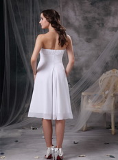 White Strapless Knee-length Chiffon Homecoming Dress Pretty Summer