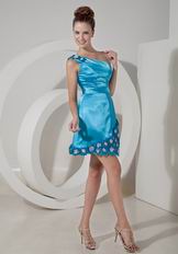 Dodger Blue Homecoming Dress With One Shoulder Design