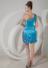 Dodger Blue Homecoming Dress With One Shoulder Design