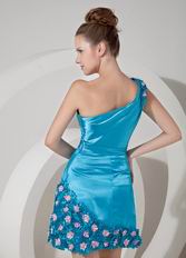 Dodger Blue Homecoming Dress With One Shoulder Design