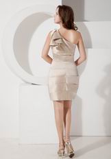 One Shoulder Light Champagne Homecoming Dress Short