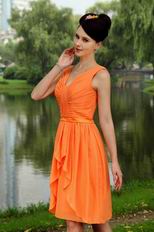 V Neck Orange Chiffon Homecoming Dresses For Sale